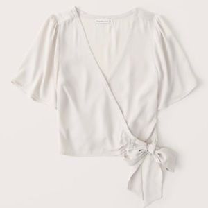 abercrombie faux silk wrap blouse
